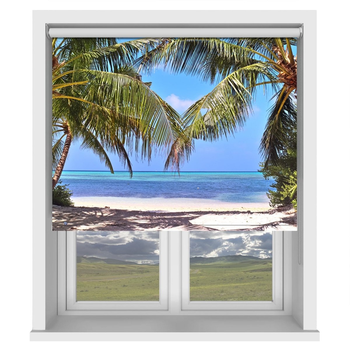 Maldives Palm Tree Beach Printed Picture Photo Roller Blind - RB1379 - Art Fever - Art Fever
