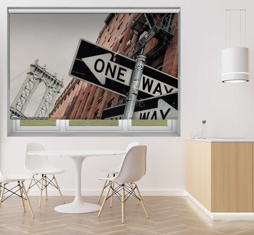 Manhattan Bridge One Way Sign Printed Picture Photo Roller Blind - 1X2333760 - Art Fever - Art Fever