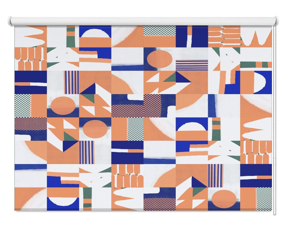 Mid Century Grid Pattern Printed Picture Photo Roller Blind - 1X2630386 - Art Fever - Art Fever