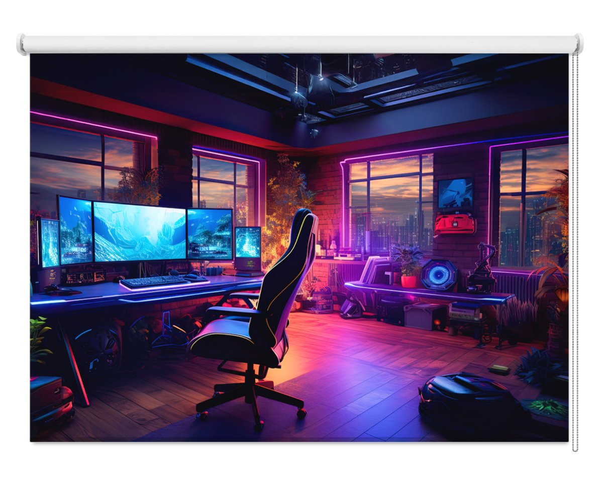 Neon Gaming Room Printed Picture Photo Roller Blind - RB1345 - Art Fever - Art Fever