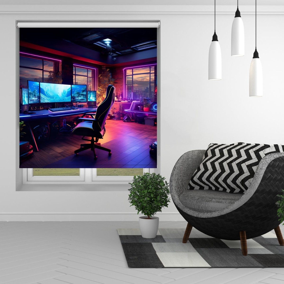 Printed Picture Photo Roller Blind Neon Gaming Room Blinds Blackout Window  Shades For Bedrooms and Bathrooms – Art Fever