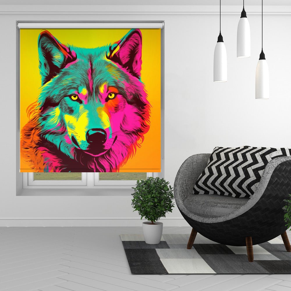 Neon Wolf Gaze Printed Picture Photo Roller Blind - 1X3081786 - Art Fever - Art Fever