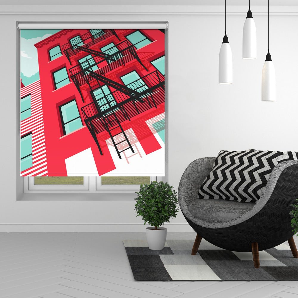 NYC Brooklyn Red Printed Picture Photo Roller Blind - 1X2879112 - Art Fever - Art Fever