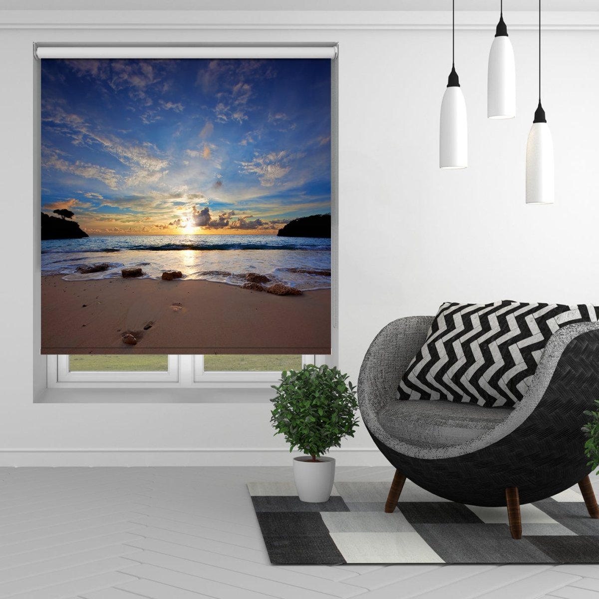 Ocean waves at sunset Seascape Printed Photo Roller Blind - Art Fever - Art Fever