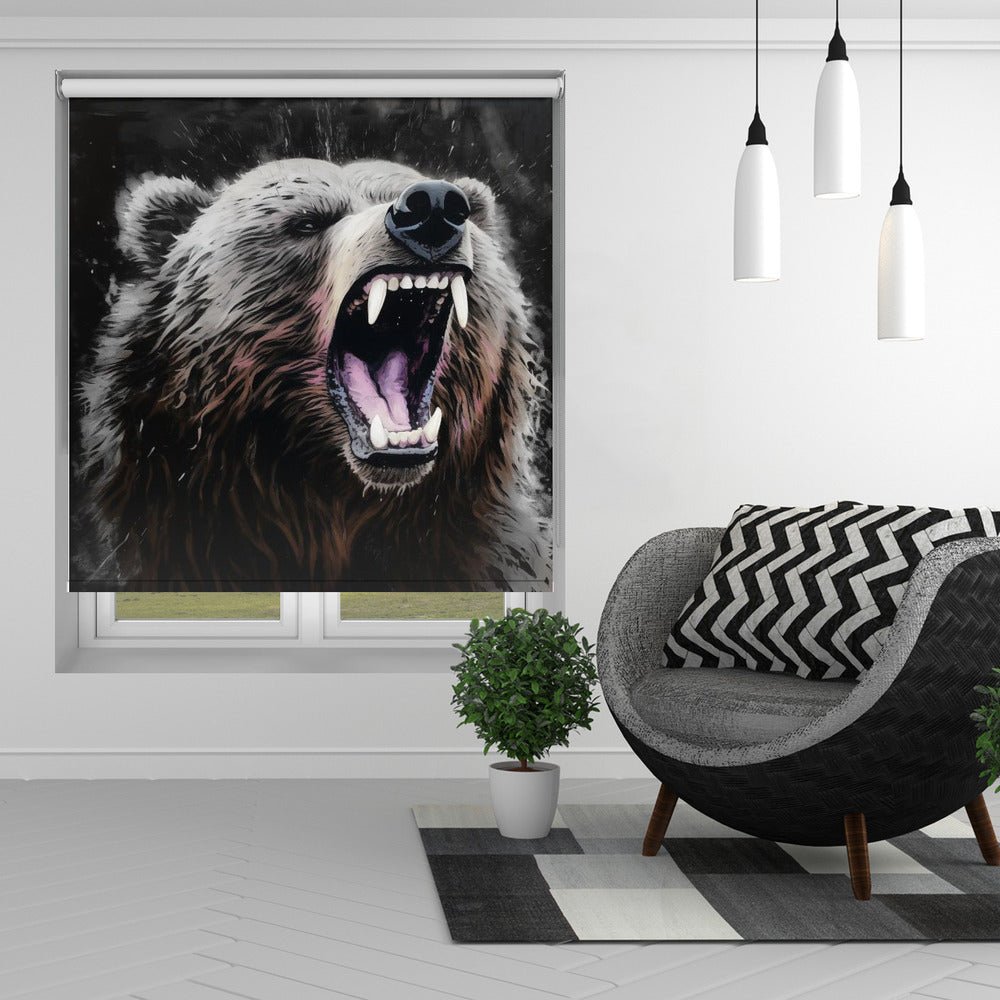 Painting of a Roaring Bear Printed Picture Photo Roller Blind - 1X3091500 - Art Fever - Art Fever