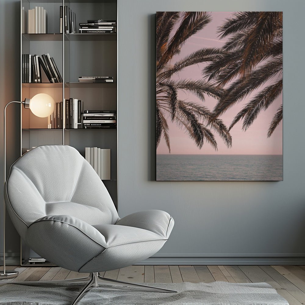 Palm Trees on the Beach Pink Sky Canvas Print Picture Wall Art - 1X2262138 - Art Fever - Art Fever