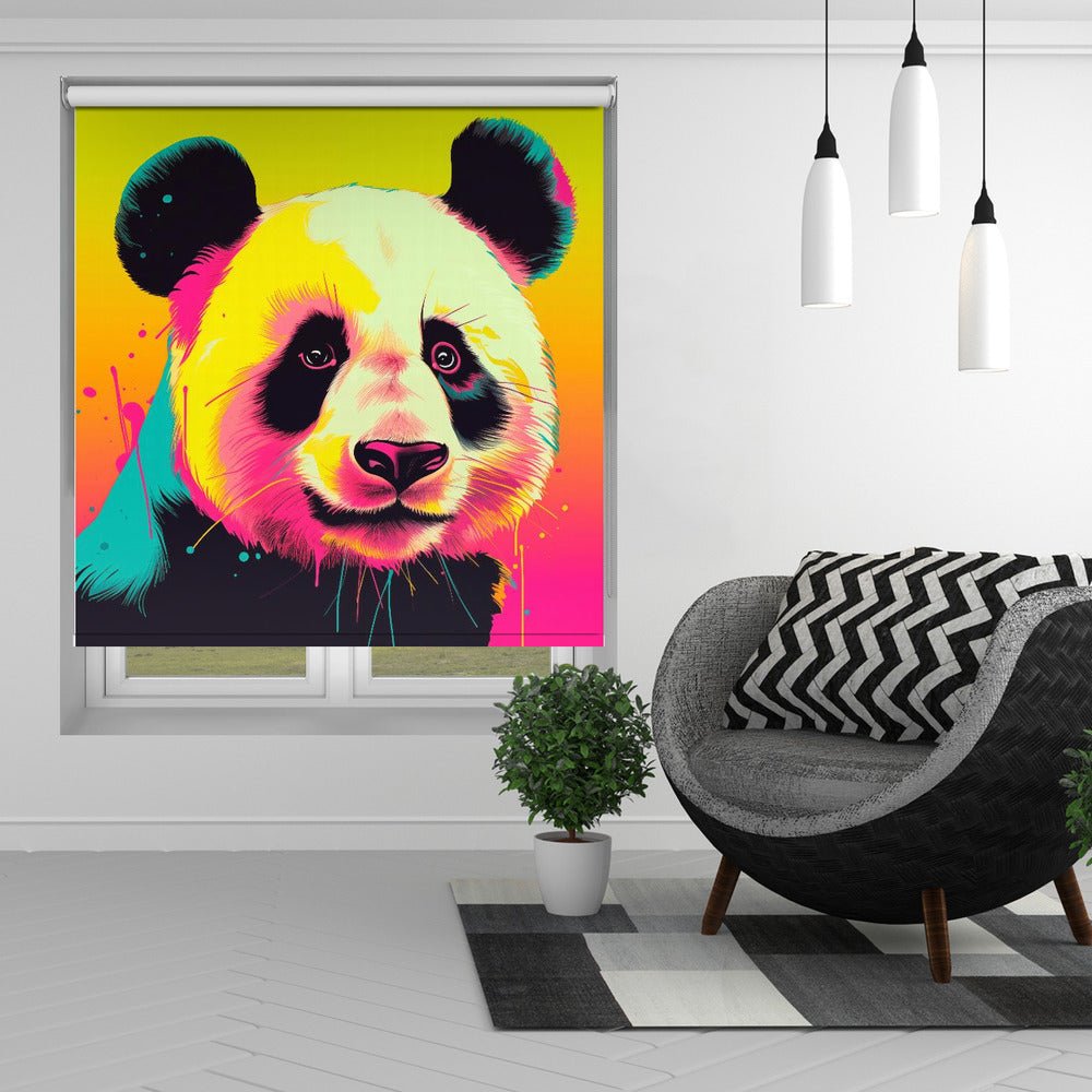 Panda In Bright Neon Colours Printed Picture Photo Roller Blind - 1X3081800 - Art Fever - Art Fever