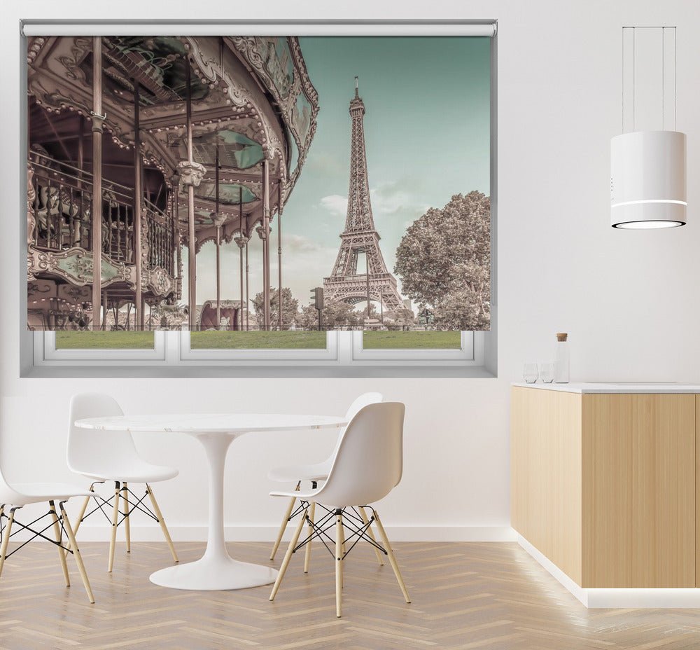 Paris Eiffel Tower & Carousel urban vintage style Printed Picture Photo Roller Blind - 1X2727786 - Pictufy - Art Fever