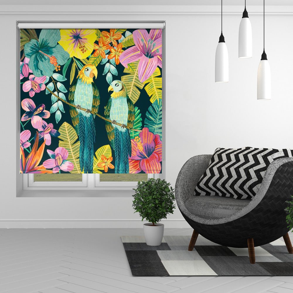 Parrots Tropical Floral Jungle Printed Picture Photo Roller Blind - 1X2674303 - Art Fever - Art Fever