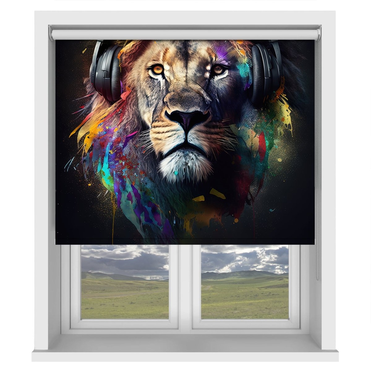 Party Lion Colour Burst Pop Art Printed Picture Photo Roller Blind - RB1371 - Art Fever - Art Fever