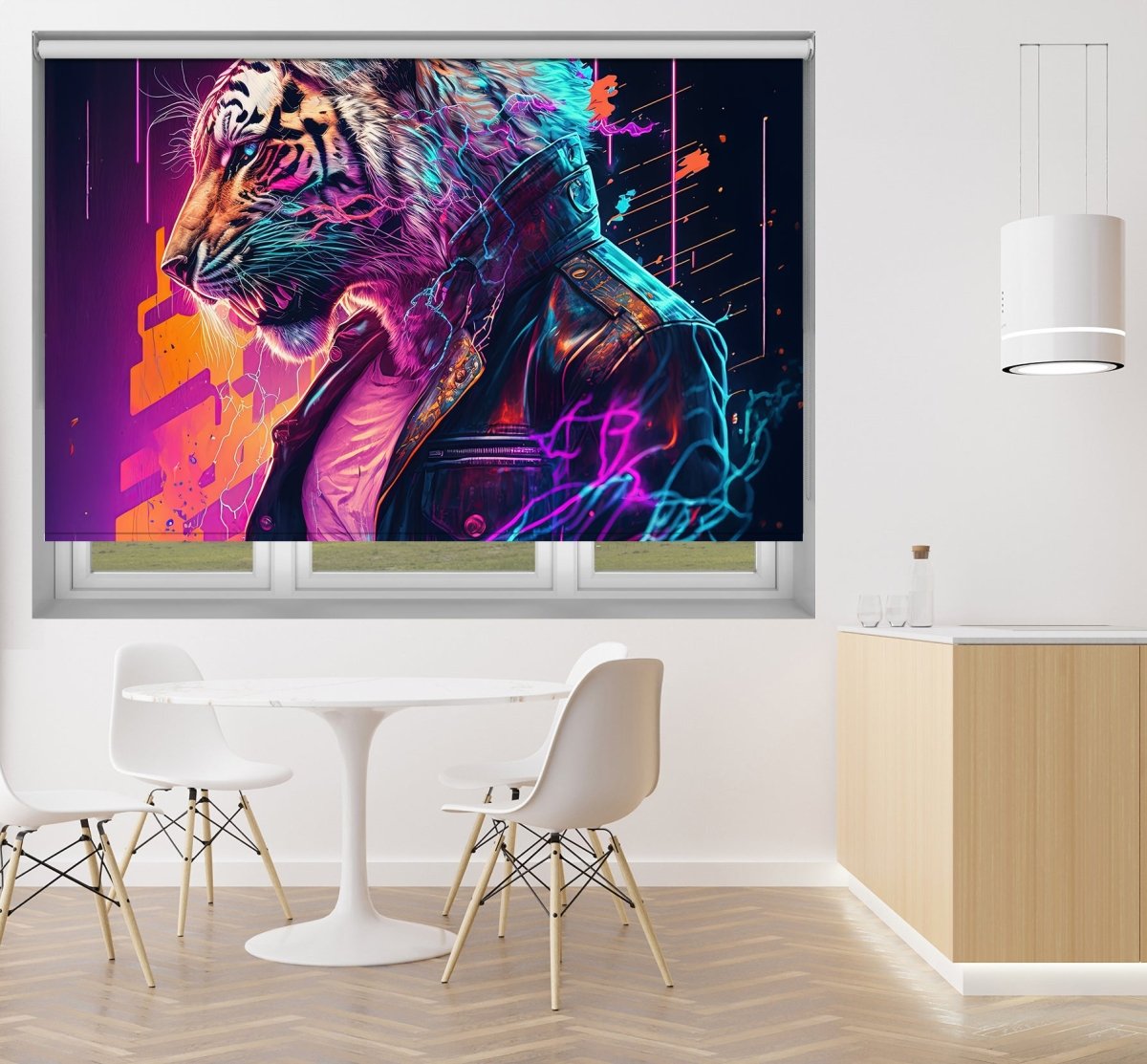 Pop Art Neon Tiger Colour Burst Printed Picture Photo Roller Blind - RB1373 - Art Fever - Art Fever
