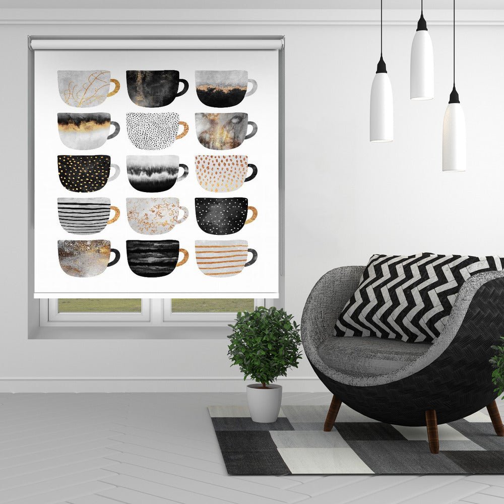 Pretty Coffee Cups Printed Picture Photo Roller Blind - 1X2231930 - Art Fever - Art Fever