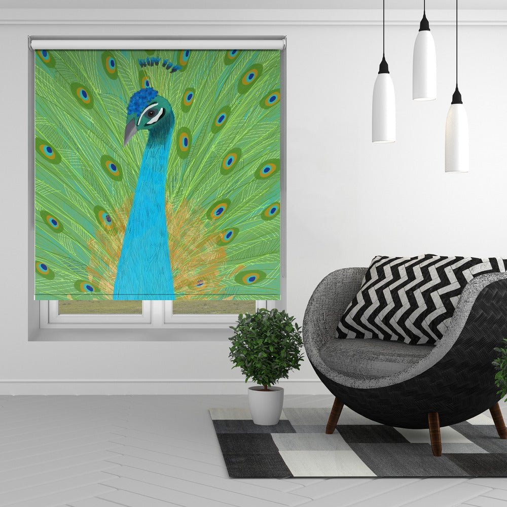 Proud Peacock with Feathers by Carla Daly Printed Picture Photo Roller Blind - 1X2920073 - Art Fever - Art Fever
