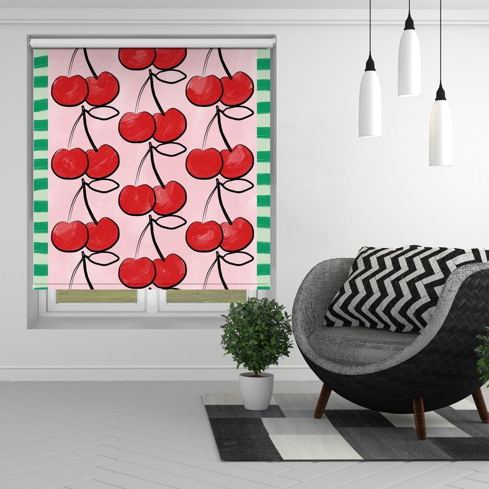 Red Cherries Printed Picture Photo Roller Blind - 1X2787951 - Art Fever - Art Fever