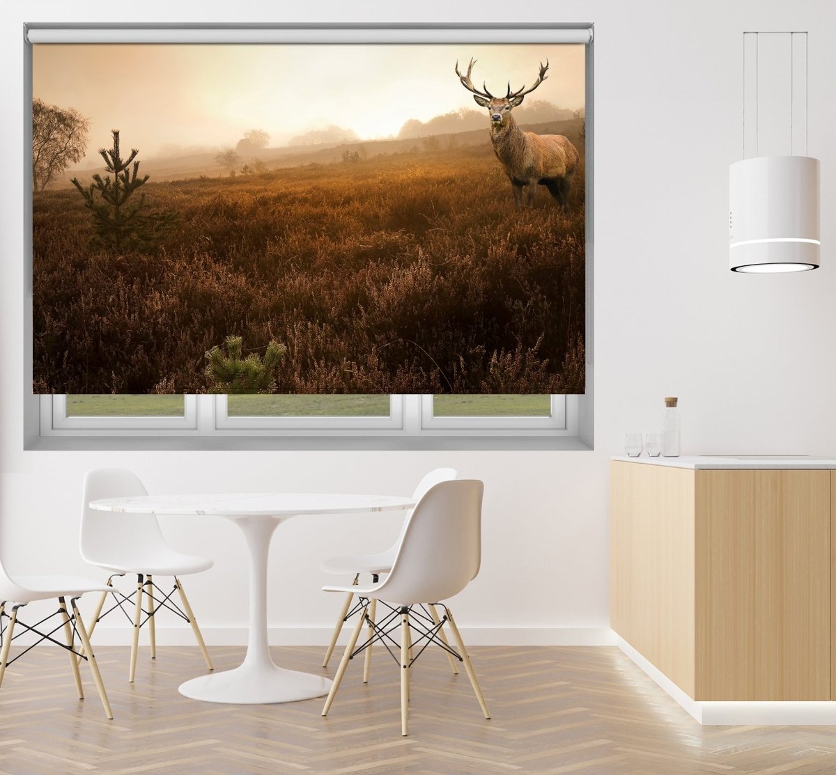 Red deer stag in the misty Field Printed Picture Photo Roller Blind - RB103 - Art Fever - Art Fever
