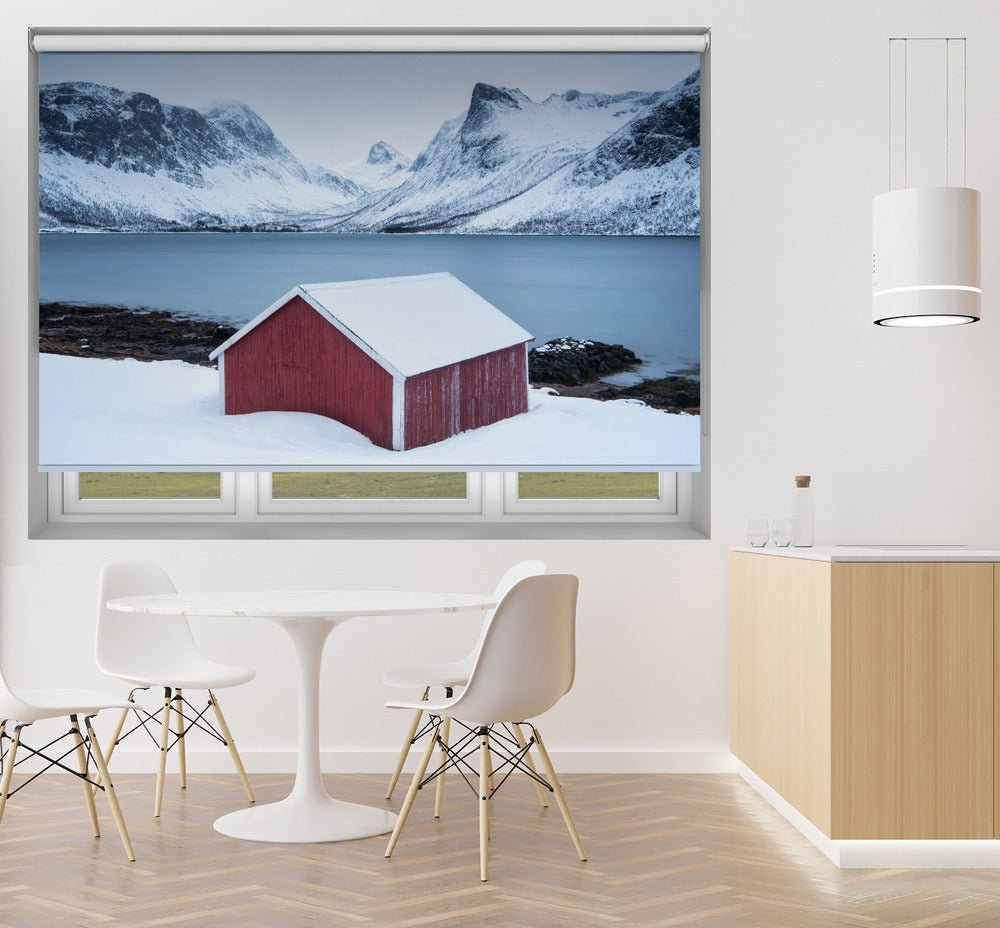 Red hut in the Frozen Landscape Printed Picture Photo Roller Blind - 1X2213163 - Art Fever - Art Fever