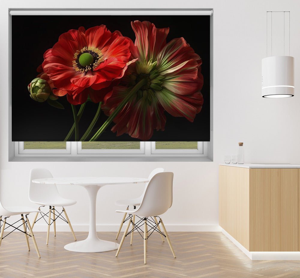 Red Poppy Twins Printed Picture Photo Roller Blind - 1X2845194 - Art Fever - Art Fever