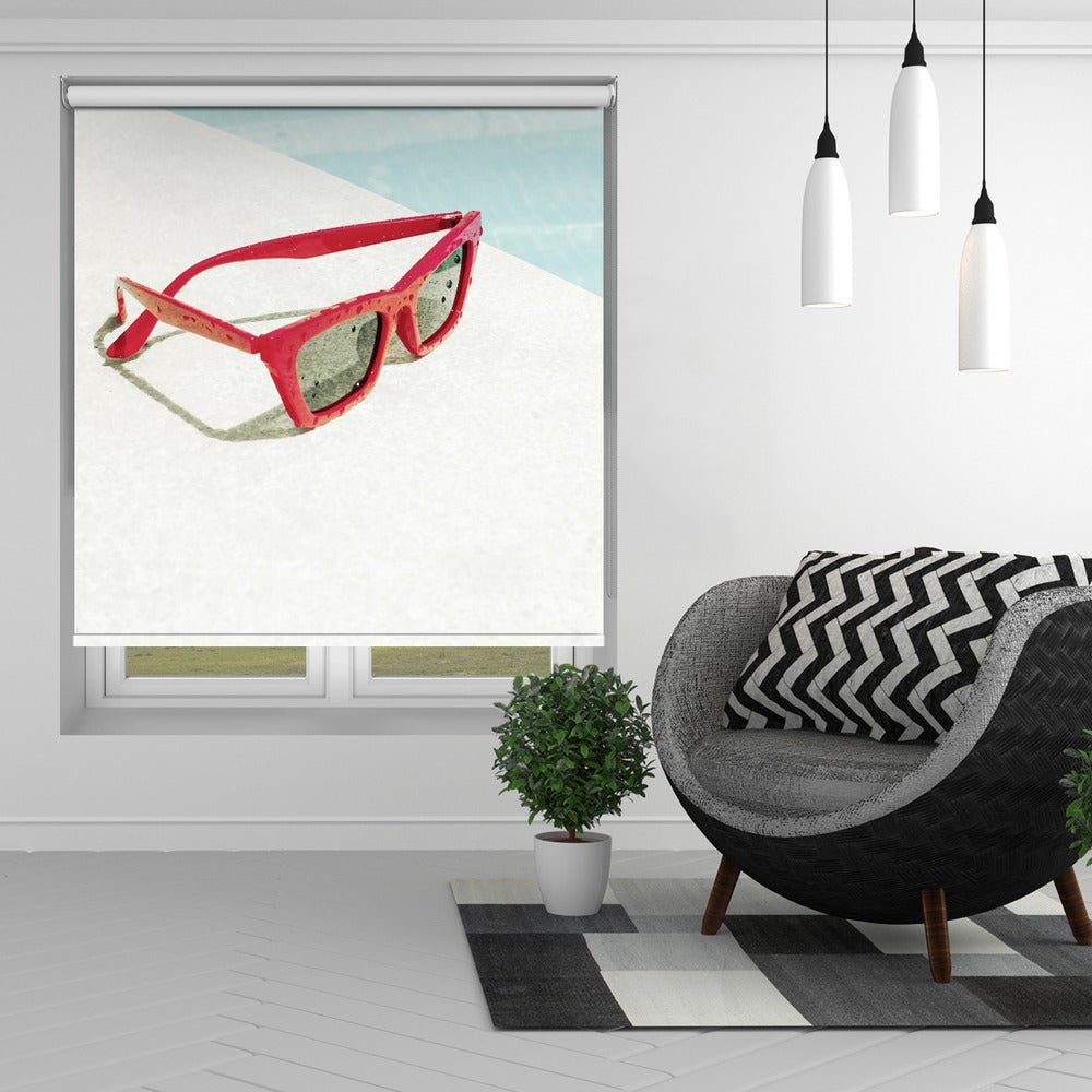 Red Sunglasses by the Pool Printed Picture Photo Roller Blind - 1X2262144 - Art Fever - Art Fever