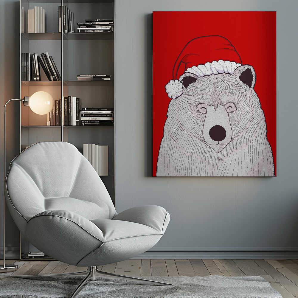 Santa red bear Canvas Print Wall Art 1X2979038 - ART FEVER - Art Fever