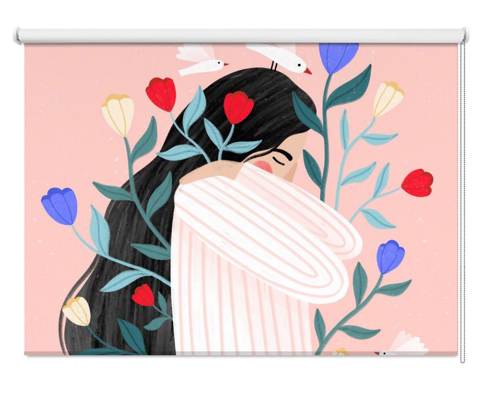 Self Love Floral Illustration Printed Picture Photo Roller Blind - 1X2750269 - Art Fever - Art Fever