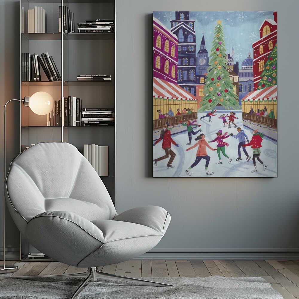 Skating in London Christmas Canvas Print Wall Art 1X2927585 - ART FEVER - Art Fever