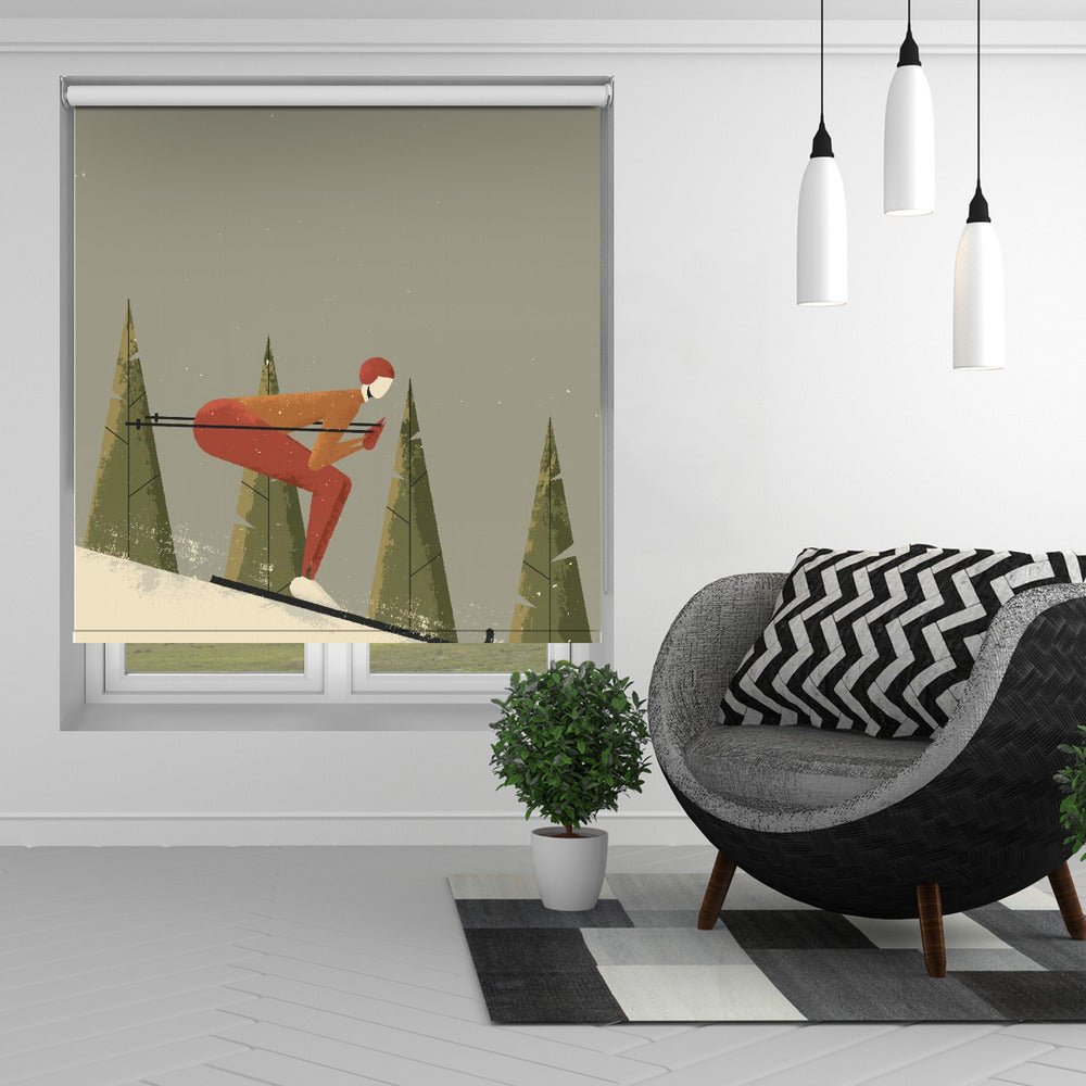 Skiing Alpine Glide Printed Picture Photo Roller Blind - 1X2579671 - Art Fever - Art Fever