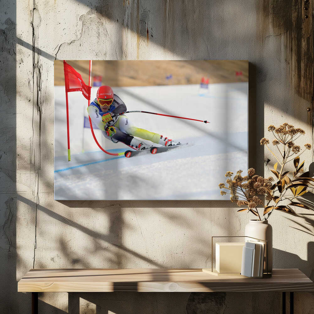 Slalom Skier Canvas Print Wall Art 1X1309962 - ART FEVER - Art Fever