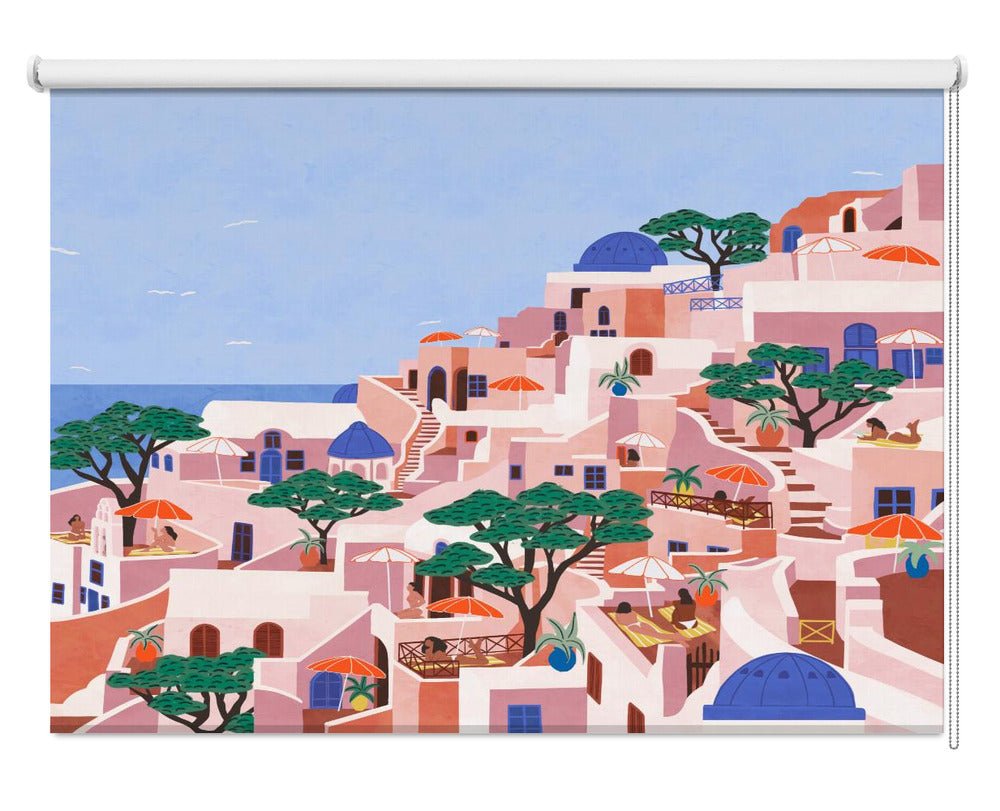 Sun kissed Santorini illustration Printed Picture Photo Roller Blind - 1X2820537 - Art Fever - Art Fever