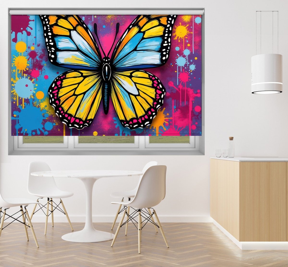 The Butterfly Colour Burst Digital Drip Art Printed Picture Photo Roller Blind - RB1353 - Art Fever - Art Fever