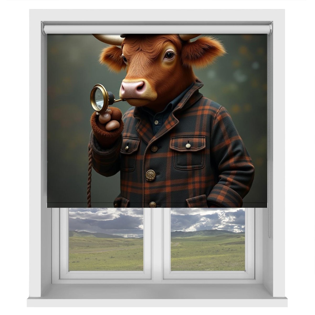 The Detective Highland Cow Printed Picture Photo Roller Blind - RB1401 - Art Fever - Art Fever
