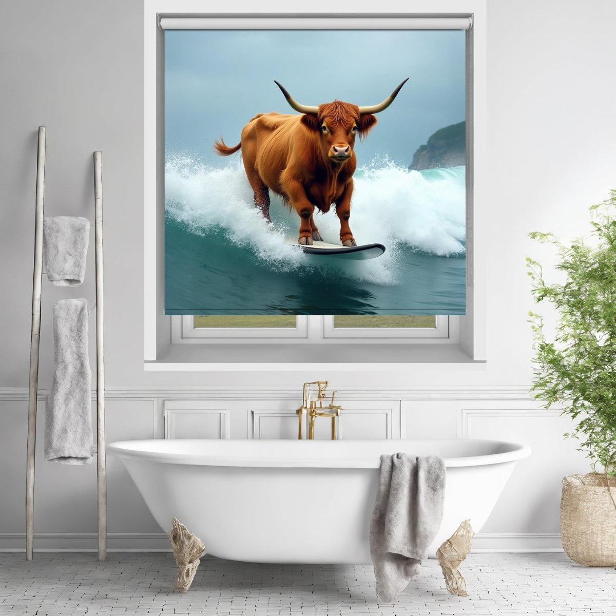 The Surfing Highlander Printed Picture Photo Roller Blind - RB1404 - Art Fever - Art Fever