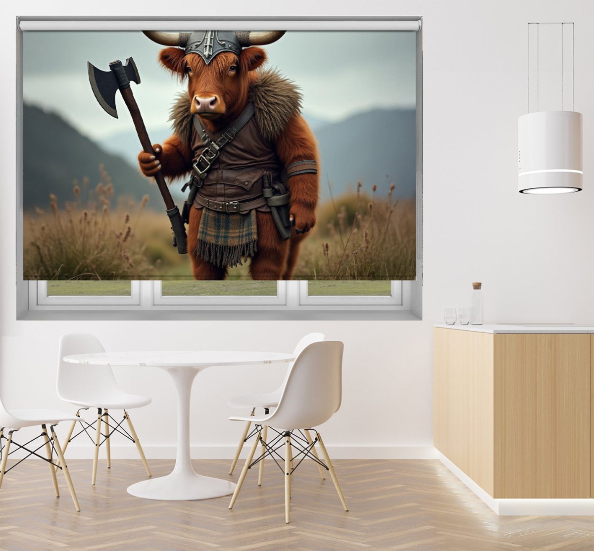 The Viking Highland Cow Printed Picture Photo Roller Blind - RB1402 - Art Fever - Art Fever