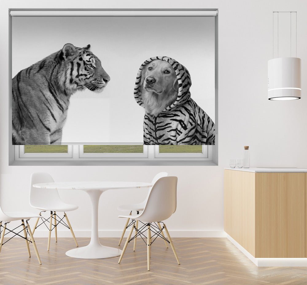 Tiger and Golden Printed Picture Photo Roller Blind - 1X3448900 - Art Fever - Art Fever