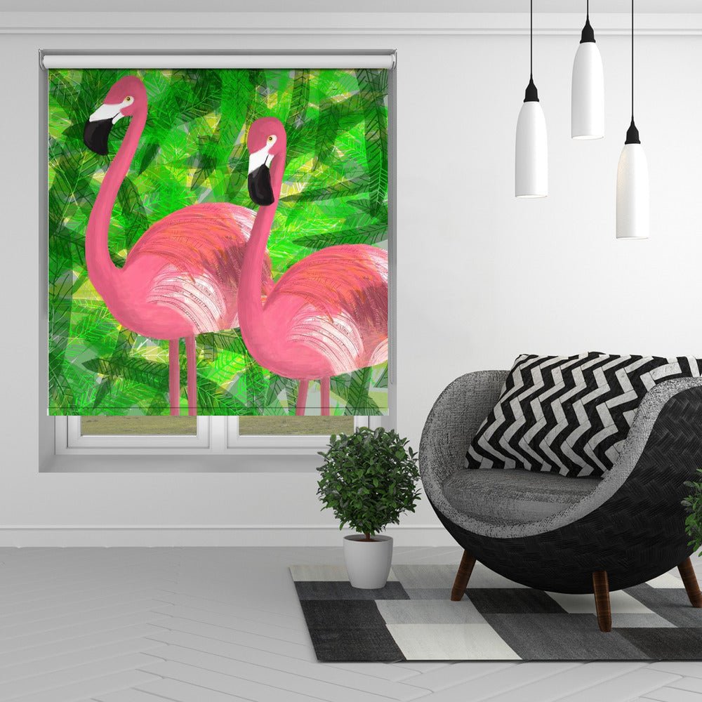 Tropical Flamingos in Tropical Rainforest by Carla Daly Printed Picture Photo Roller Blind - 1X2920085 - Art Fever - Art Fever