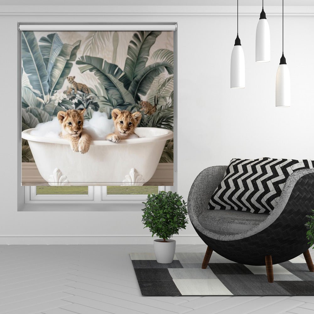 Tropical Lion Bath Printed Picture Photo Roller Blind - 1X3063037 - Art Fever - Art Fever