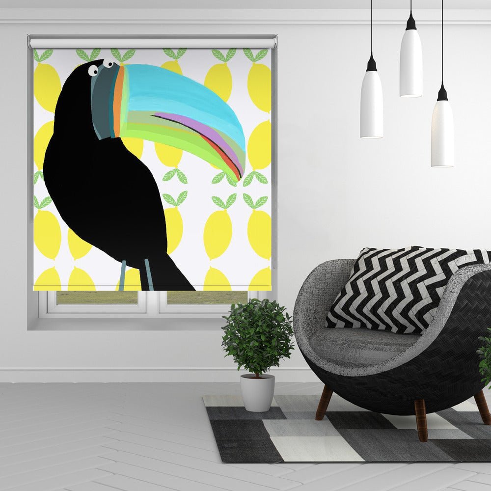Tropical Toucan Bird with Lemon Pattern Background by Carla Daly Printed Picture Photo Roller Blind - 1X2890459 - Art Fever - Art Fever