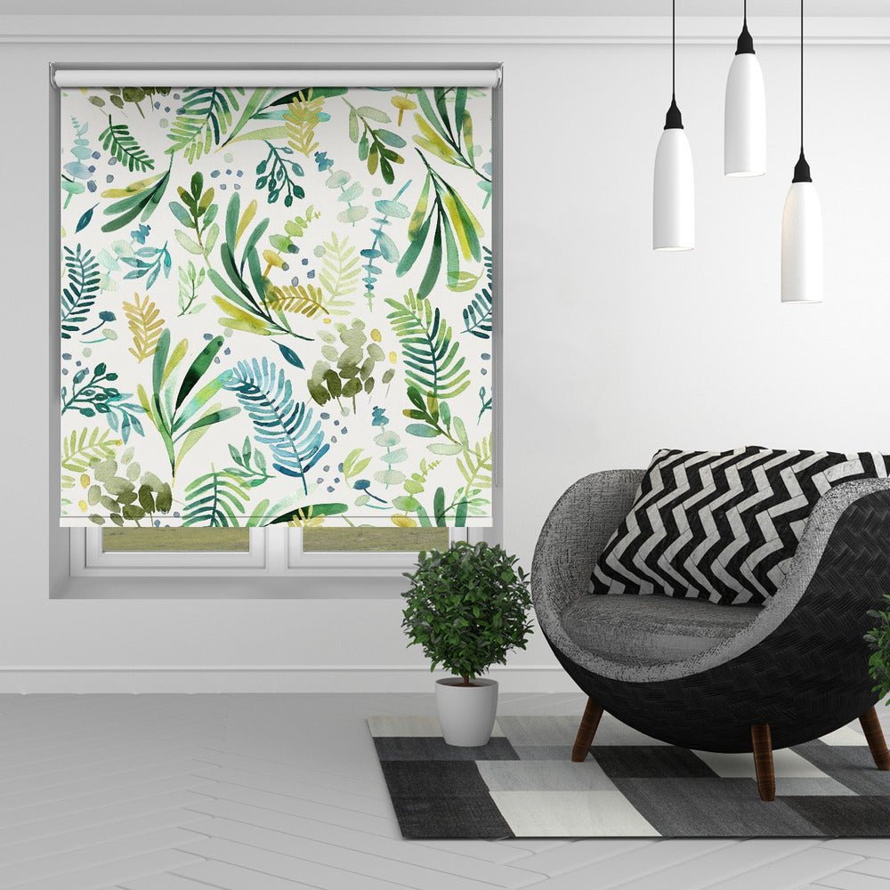 Tuscany Watercolor Olive Leaves Printed Picture Photo Roller Blind - 1X2858309 - Art Fever - Art Fever