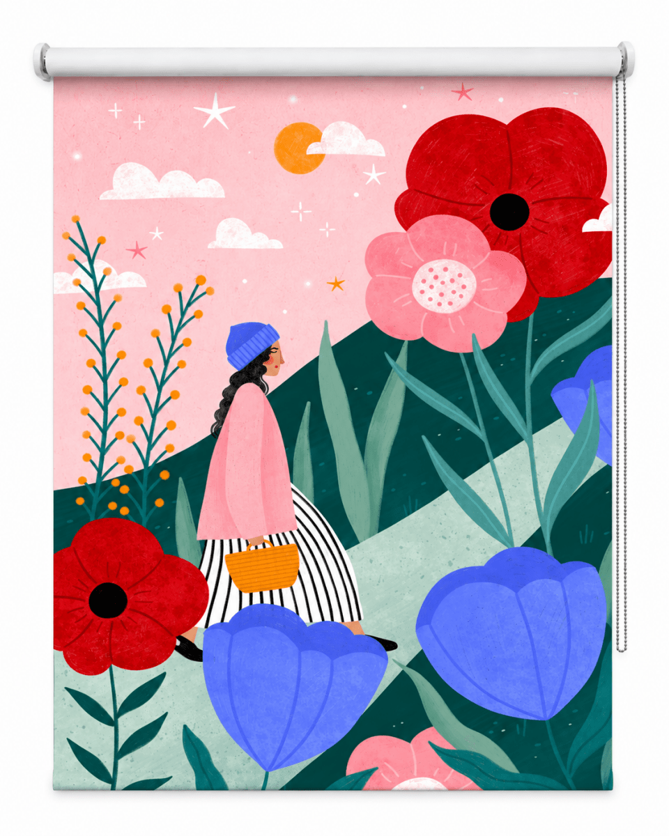 Whimsical Flower Path Printed Roller Blind - 1X2750262 - Art Fever - Art Fever