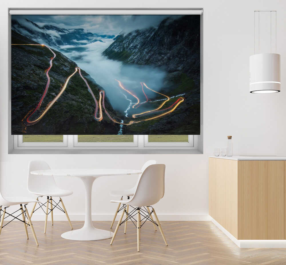 Winding Mountain Light Trails Printed Roller Blind - 1X13232114 - Art Fever - Art Fever