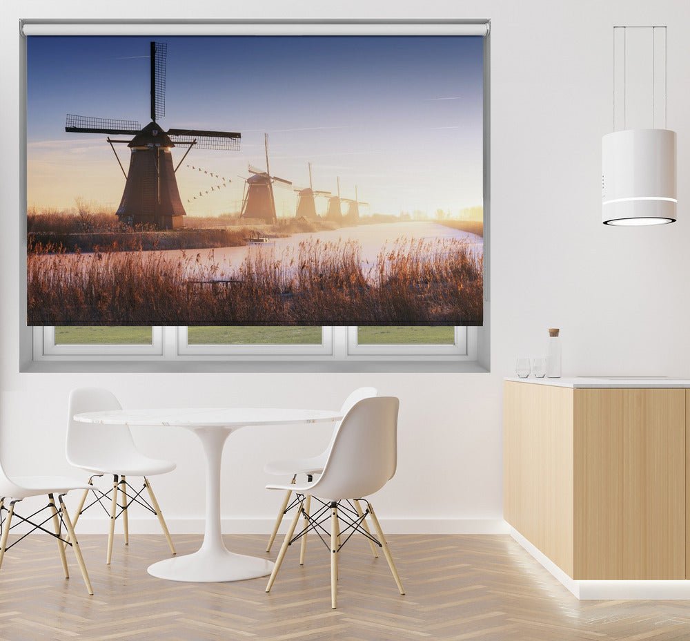 Windmills in Kinderdijk Holland Printed Picture Photo Roller Blind - 1X1271418 - Art Fever - Art Fever
