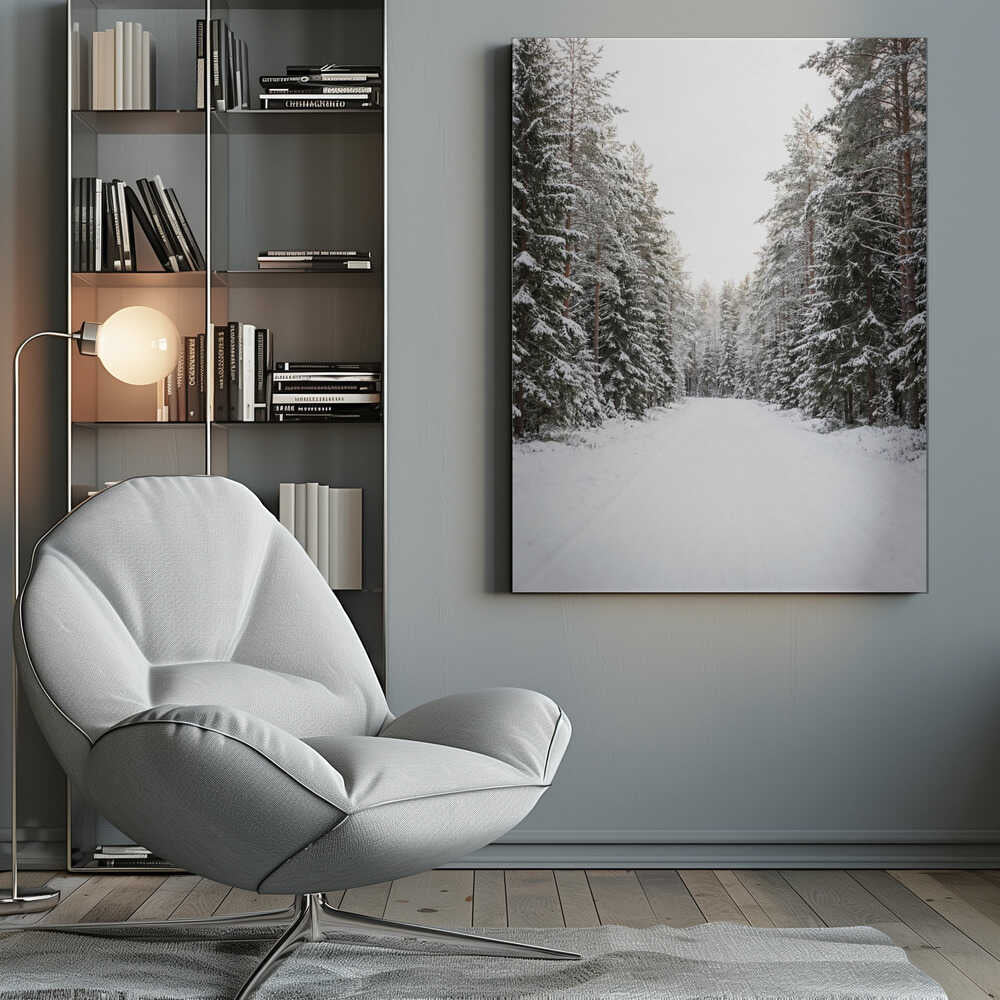 Winter Road Canvas Print Wall Art 1X3437130 - ART FEVER - Art Fever