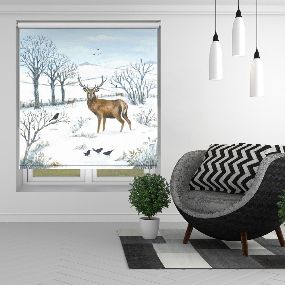 Winter Stag Printed Picture Photo Roller Blind - 1X2670030 - Art Fever - Art Fever