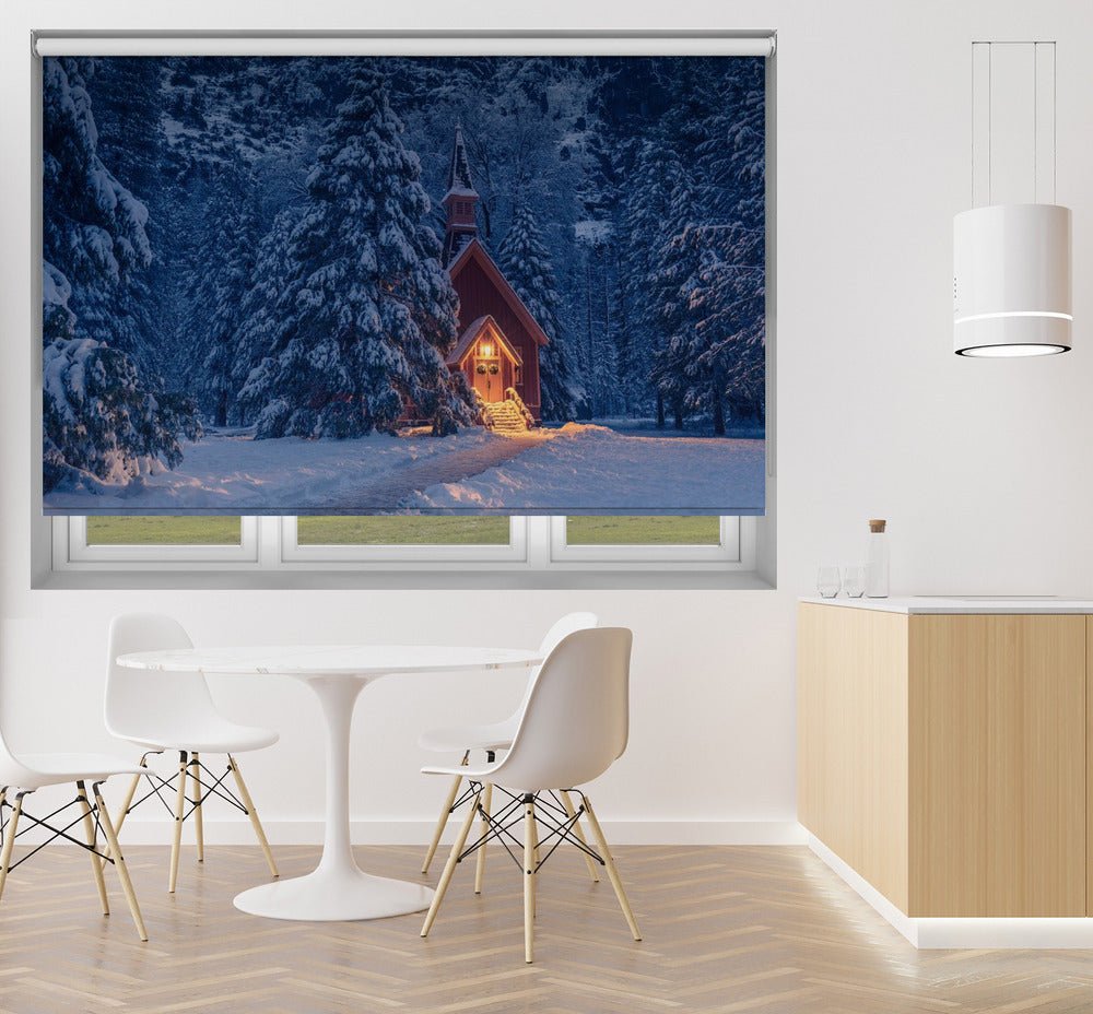 Yosemite Valley Chapel Snow Forest Printed Picture Photo Roller Blind - 1X2404078 - Art Fever - Art Fever
