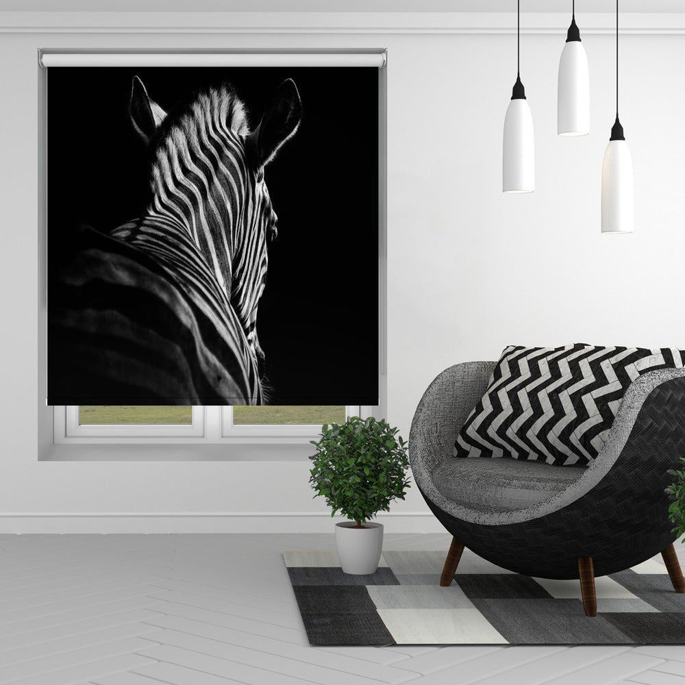 Zebra Monochrome Printed Picture Photo Roller Blind - 1X1076685 - Art Fever - Art Fever