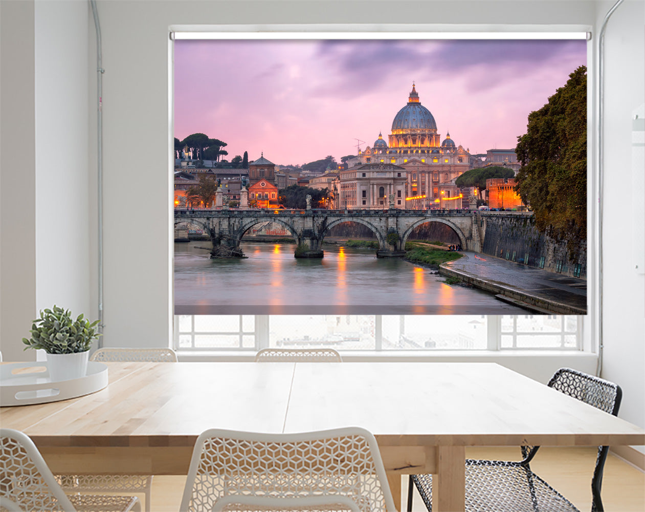Tiber River And Saint Peter Cathedral In The Evening, Rome, Printed Picture Roller Blind - RB998