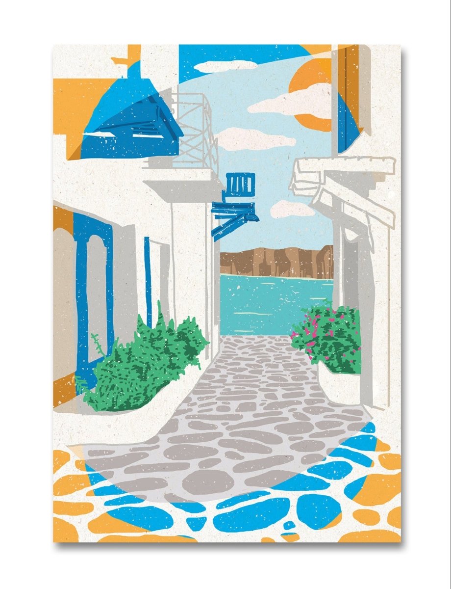 A Street in Greece Canvas Print Wall Art Picture - 1X2449537 - Art Fever - Art Fever