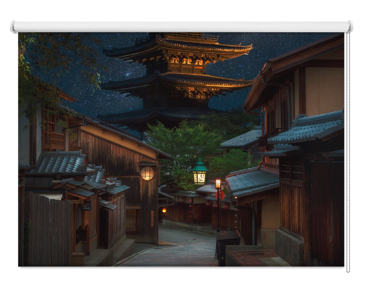 Ancient street Kyoto Japan at Night Printed Photo Roller Blind - 1X1672451 - Art Fever - Art Fever