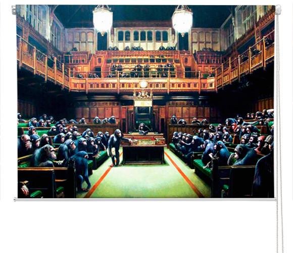 Banksy monkey parliament Printed Graffiti Picture Photo Roller Blind - RB128 - Art Fever - Art Fever