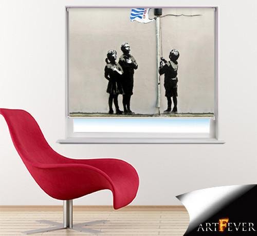 Banksy tesco bag flag Printed Graffiti Picture Photo Roller Blind - RB124 - Art Fever - Art Fever