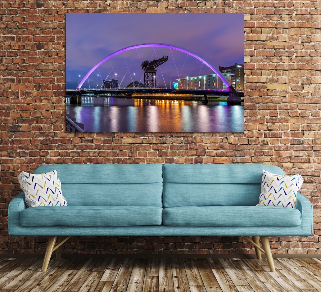 Clyde Arc Bridge along River Clyde, Glasgow Canvas Print Wall Art Picture - SPC151 - Art Fever - Art Fever